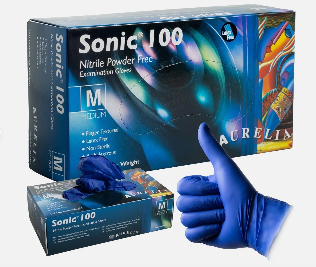 Blue Nitrile Gloves, Large, Box of 100
