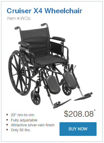 narrow Cruiser X4 Wheelchair only 23 in wide