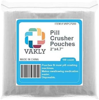Vakly Pill Crusher Pouches Compatible with Most Pill Crushers, 100 Pack