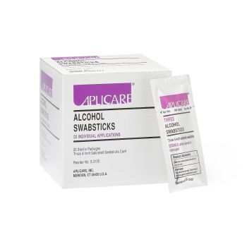 Aplicare Sterile Alcohol Swabsticks 3/pack, Case of 500