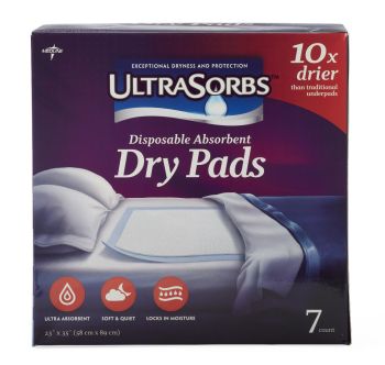 Ultrasorbs Disposable Absorbent Dry Pad Underpads, 23