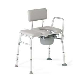 Combination Transfer Bench and Commode, Padded, Each