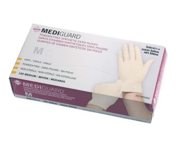 MediGuard Powder-Free Stretch Vinyl Exam Gloves, Size M, Case of 1000