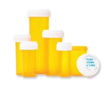 Amber Prescription Vials With Reversible Cap