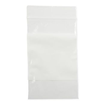 Plastic Zip Closure Bags with White Write-On Block,Clear, 2MIL