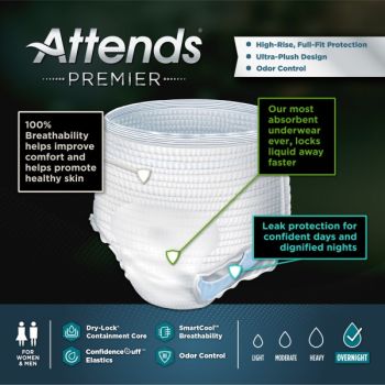 Attends Premier Pull On Heavy Absorbency Disposable Underwear