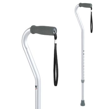 Offset Aluminum Cane, Silver