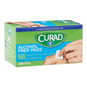 CURAD Medium Two-Ply Sterile Alcohol Prep Pads Medium, 36 Count Box, 30 Box per Case