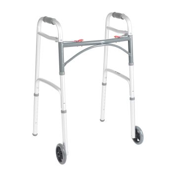 Deluxe Two-Button Folding Walker with Wheels