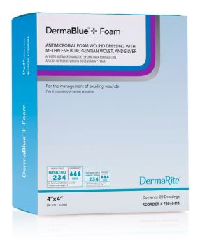 Dermablue+ Foam Wound Dressing, 4" x 4" x 1/4" | AvaCare Medical