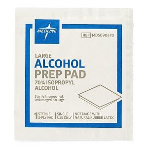 2-Ply Alcohol Prep Pads, Sterile, Size L, 1-3/4