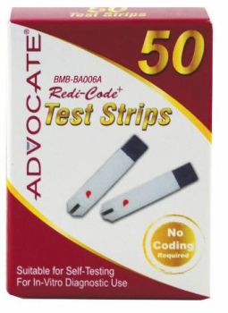 Advocate Redi-Code Plus Glucose Test Strips, 50/Box
