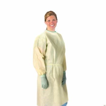 AAMI Level 2 Isolation Gowns,Yellow,Regular/Large