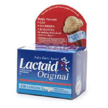 Lactaid Original Lactase Enzyme Supplement 120 Ct Bottle