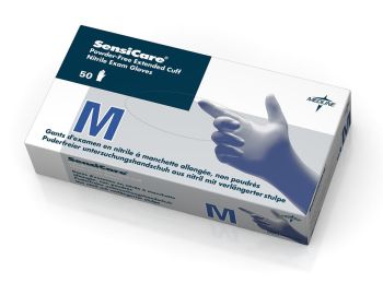 SensiCare Extended Cuff Nitrile Exam Gloves, Blue