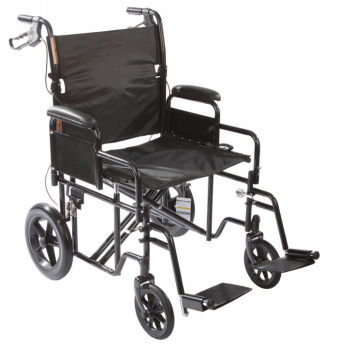 Heavy Duty Transport Chair with 12-inch Rear Wheels