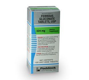 Paddock Iron Supplement Ferrous Gluconate Tablet 325mg