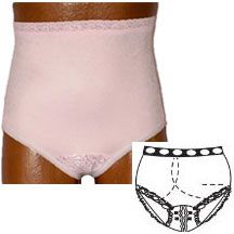 Ostomy Support Barrier Ladies' Split-Lace Crotch Brief, Right, Soft Pink