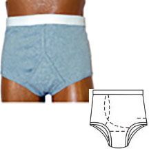 Ostomy Support Barrier Men's Basic Brief, Right, Gray