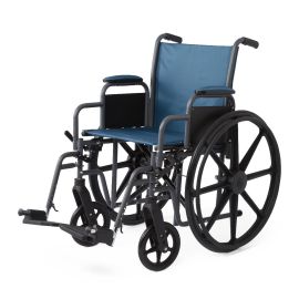 K1 Basic Wheelchair with Desk-Length Arms, Swing-Away Footrests and Microban-Treated Touch Points, 18" Width, Teal