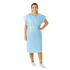 Disposable X-ray Patient Gowns with Opening and Belt, 30" x 42", Blue