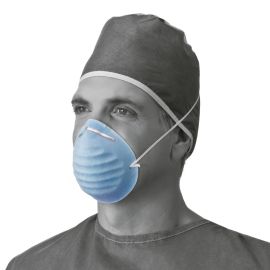 Cone-Style Surgical Face Mask with 1 Band, Blue, box