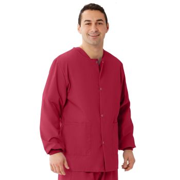 AngelStat Unisex Snap-Front Warm-Up Scrub Jackets, Raspberry