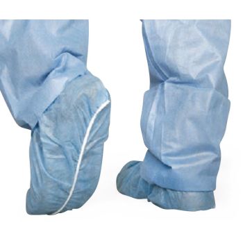 Spunbond Polypropylene Smooth-Bottom Shoe Covers, Blue, Size Regular/Large, box