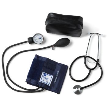Medline Handheld Aneroid Blood Pressure Monitor with D-Ring Cuff and Separate Single-Head Stethoscope