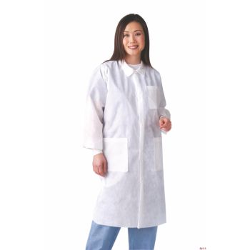 Knit Cuff/Traditional Collar Multi-Layer Lab Coat, Large